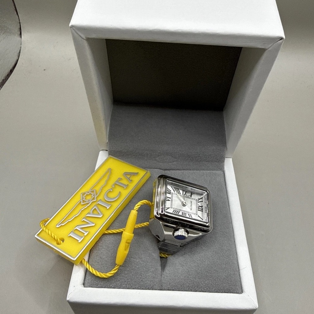 Invicta Women’s Mini Ring Watch 18 MM Stainless Steel Square Face Stretch 49894 - Picture 2 of 7